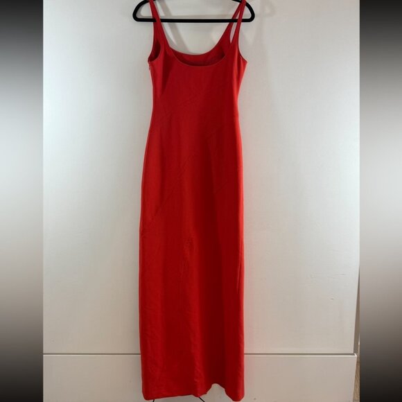 Cinq a Sept Red Slit Scoopneck Maxi Dress Gown Formal Gala Black Tie Evening - Picture 4 of 10